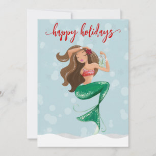 Holiday Christmas Mermaid  Card