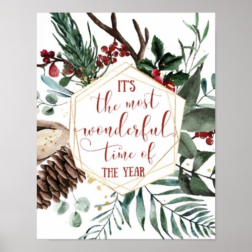holiday christmas most wonderful time poster