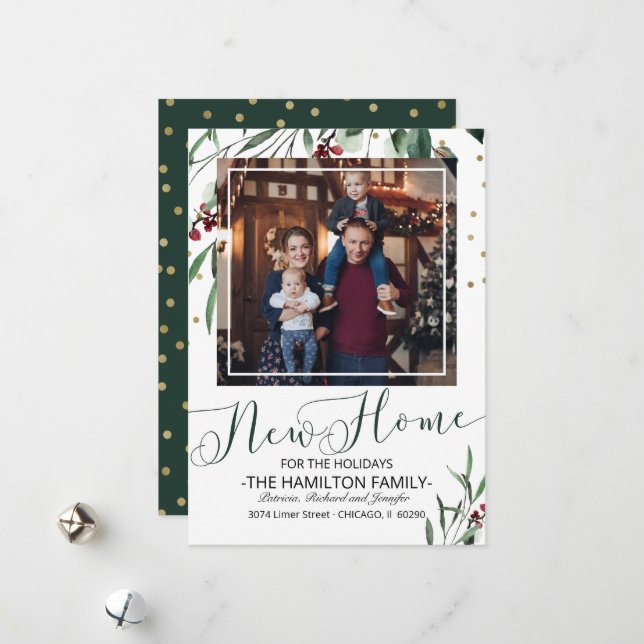 Holiday Christmas Moving Announcement Photo (Front/Back In Situ)