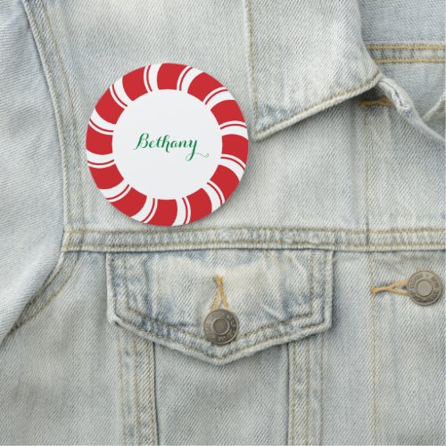 Holiday Christmas Name Tag Badge Large Round 3