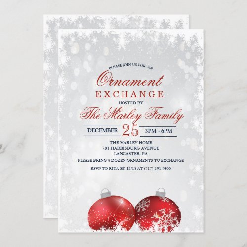 Holiday Christmas Ornament Exchange Invitation