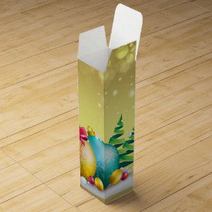 Holiday Christmas Ornament, Stylish, Wine Gift Box