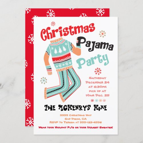 Holiday Christmas Pajama Party Invitation