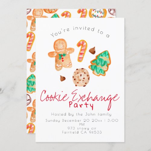 Holiday Christmas party cookie exchange invitation