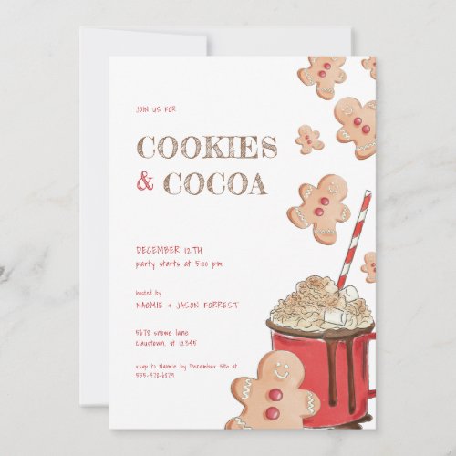 Holiday Christmas Party Cookies and Cocoa Invite