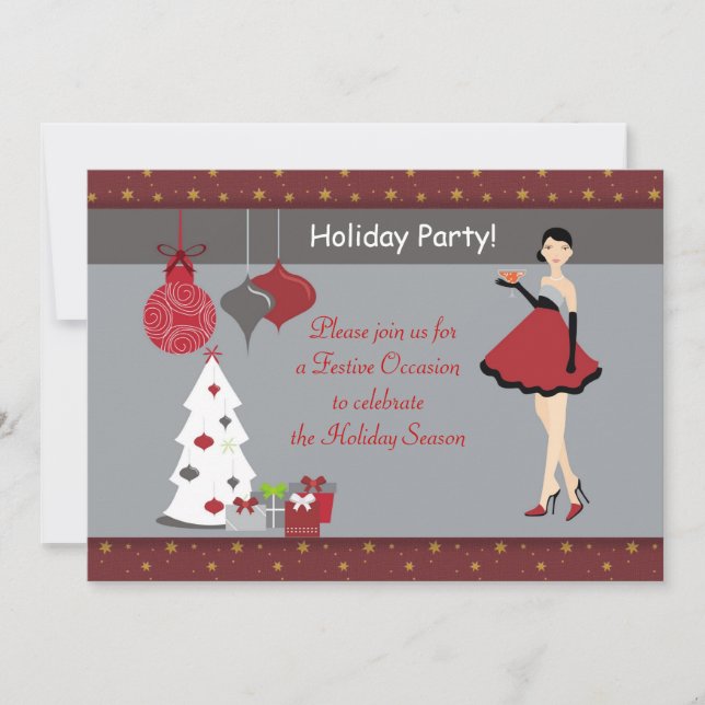 Holiday Christmas Party Girl Invitation (Front)