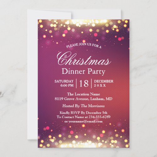 Holiday Christmas Party Glitter Gold Bokeh Lights Card