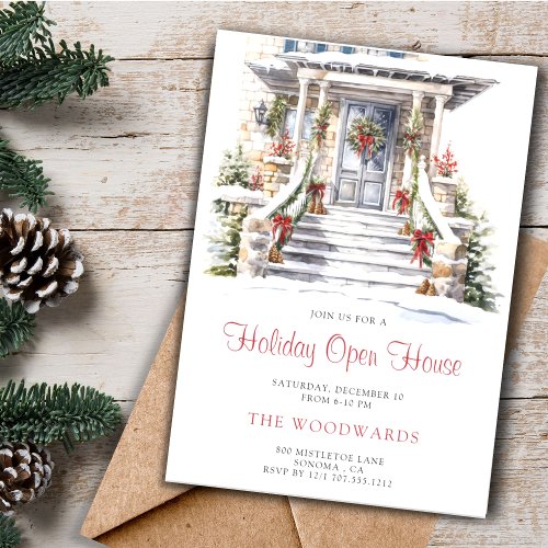 Holiday Christmas Party  Holiday Decorated House Invitation
