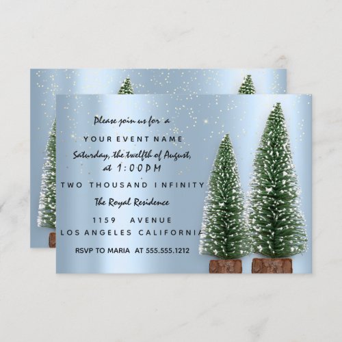 Holiday Christmas Party Invitation Blue Dinner Lux