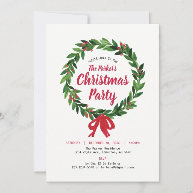 Holiday / Christmas Party Invitation Card (Front)