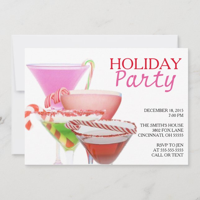 Holiday Christmas Party Invitation Cocktail Party (Front)