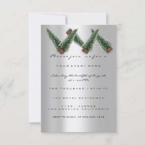 Holiday Christmas Party Invitation Gray Tree Winte