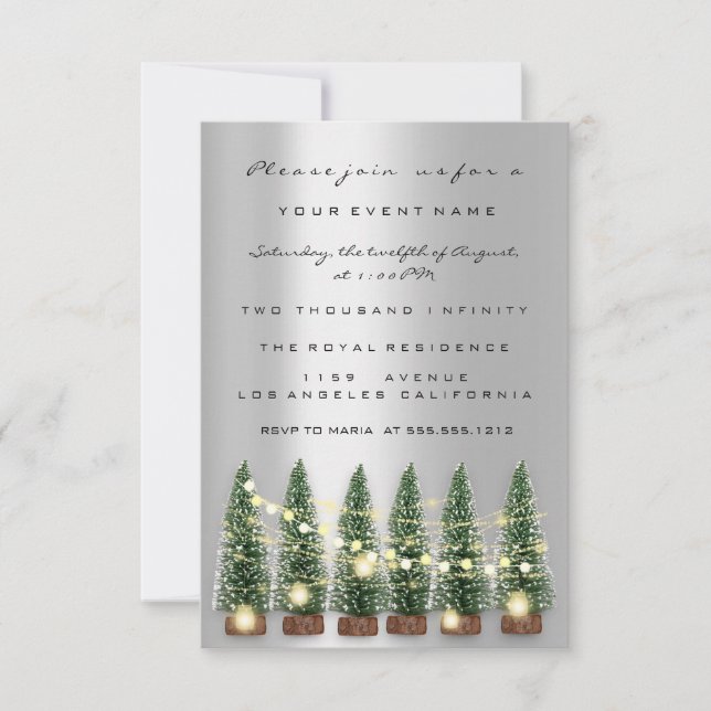 Holiday Christmas Party Invitation Gray Tree Winte (Front)