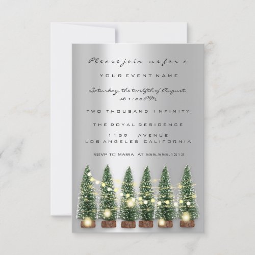 Holiday Christmas Party Invitation Gray Tree Winte