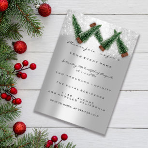 Holiday Christmas Party Invitation Gray Tree Winte