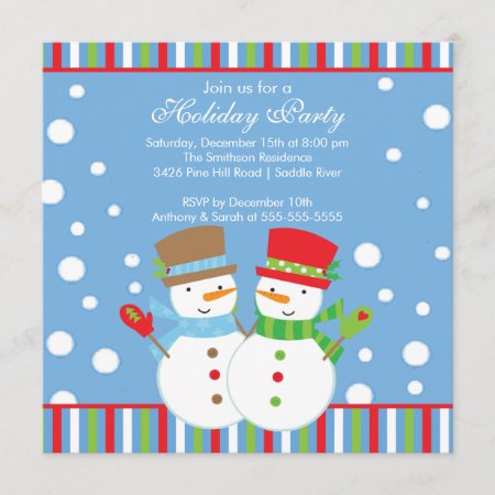 Holiday Christmas Party Invitation Snowmen Cute