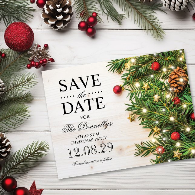 Holiday Christmas Party Save the Date Announcement Postcard (Creator Uploaded)