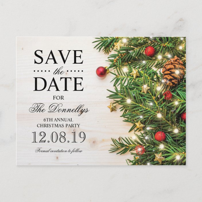 Holiday Christmas Party Save The Date Announcement Postcard Zazzle
