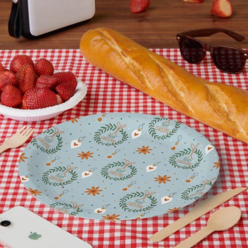 Holiday Christmas Pattern Paper Plates