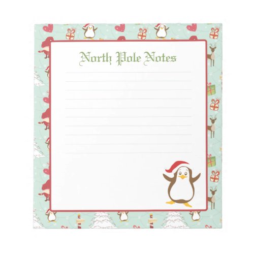 Holiday Christmas Penguin Lined Notepads