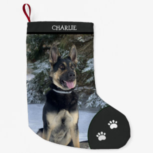 Holiday Christmas Personalized Pet Dog Photo Black Small Christmas Stocking