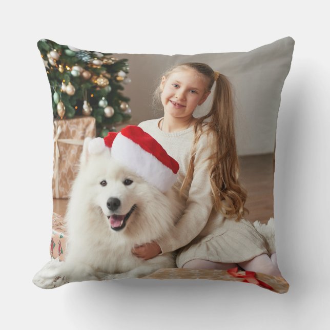 Holiday Christmas Photo Seasonal Throw Pillow (Front)