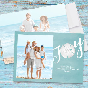 Holiday Christmas Photo Watercolor Blue Beach Card