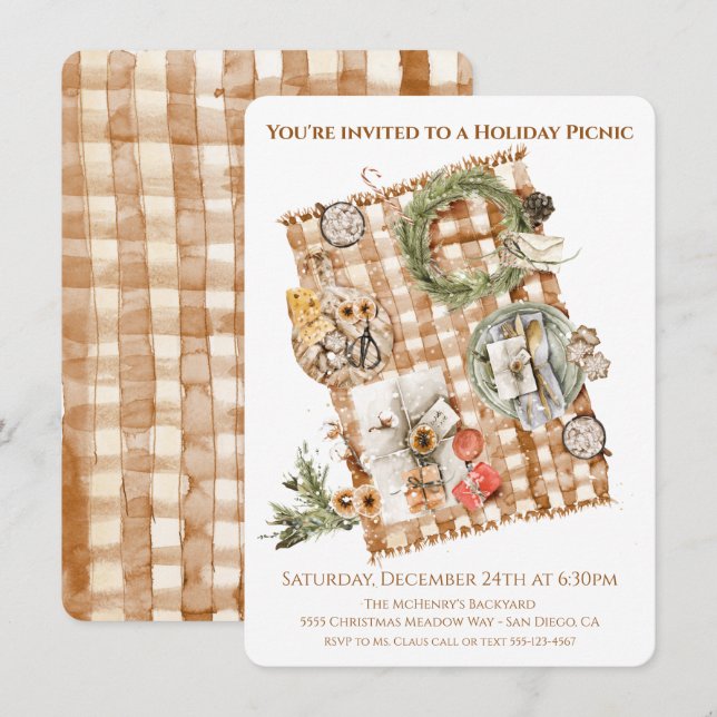 Holiday Christmas Picnic Meal Invitation (Front/Back)