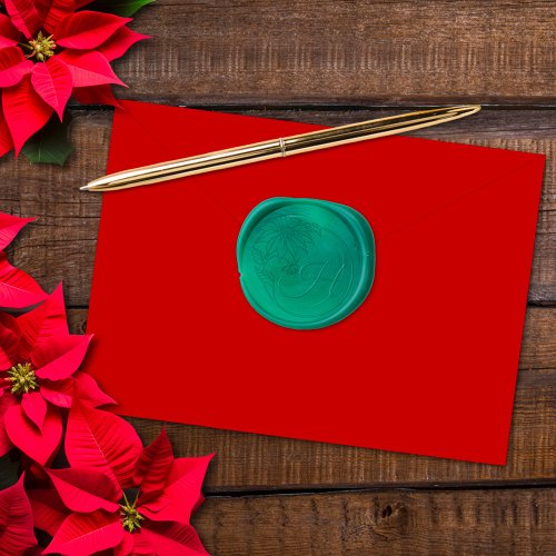 Holiday Christmas Poinsettia  Wax Seal Sticker