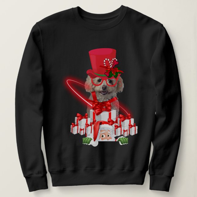 Holiday Christmas Poodle Sweatshirt (Design Front)
