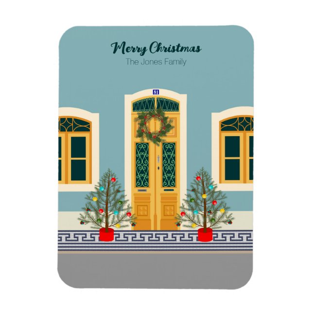 Holiday Christmas Portuguese festive House card Magnet (Vertical)