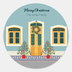 Holiday Christmas Portuguese festive House Classic Round Sticker