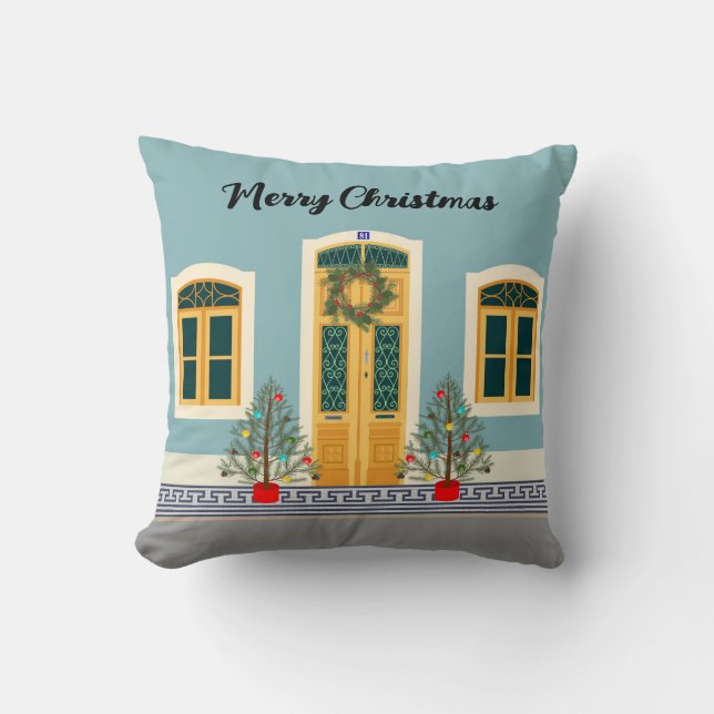 Holiday Christmas Portuguese festive House  Throw Pillow (Front)