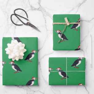Holiday Christmas puffin bird vintage Wrapping Pap Wrapping Paper Sheets