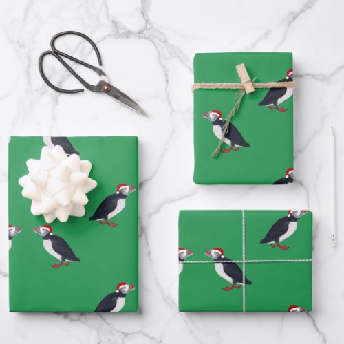 Holiday Christmas puffin bird vintage Wrapping Pap Wrapping Paper Sheets