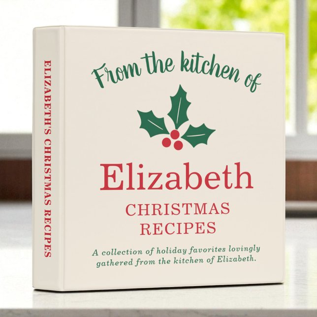 Holiday Christmas Recipe Book Holly Berries 3 Ring Binder (Creator Uploaded)