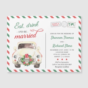 Holiday Christmas Red Green Wedding Invitation