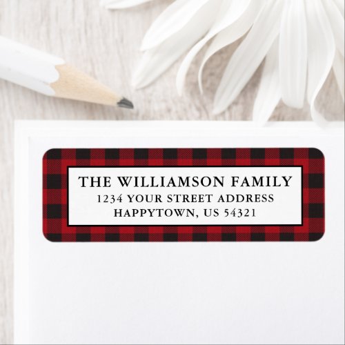 Holiday Christmas Red Plaid Return Address Labels