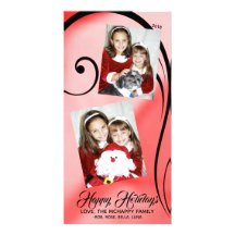 Holiday Christmas Red Swirl Custom Photo Card