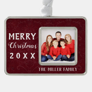 Holiday Christmas Red Vintage Keepsake Year Photo Ornament