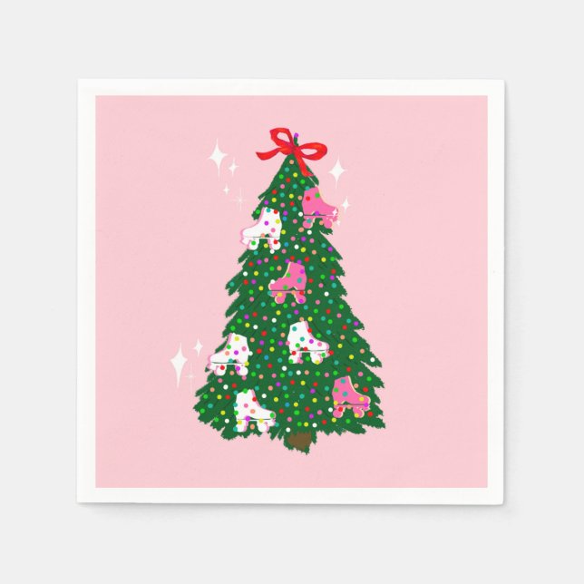 Holiday Christmas Roller Skating Xmas Skate  Napkins (Front)