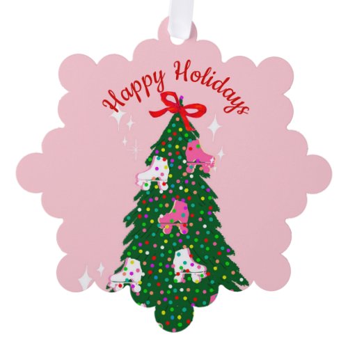 Holiday Christmas Roller Skating Xmas Skate  Ornament Card