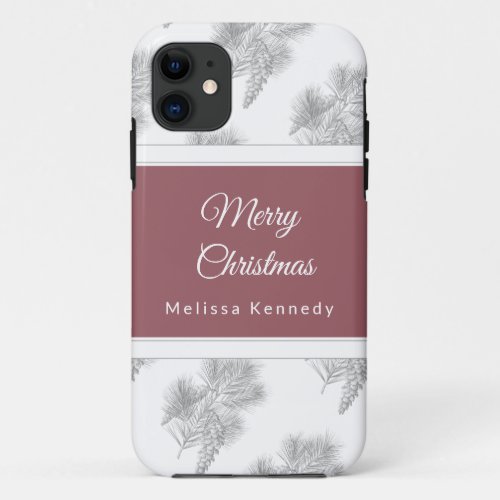 Holiday christmas rustic pinecone pattern custom iPhone 11 case