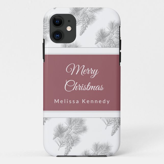 Holiday christmas rustic pinecone pattern custom Case-Mate iPhone case (Back)