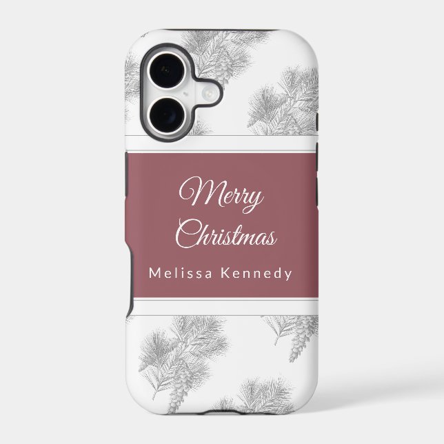 Holiday christmas rustic pinecone pattern custom iphone case (Back)