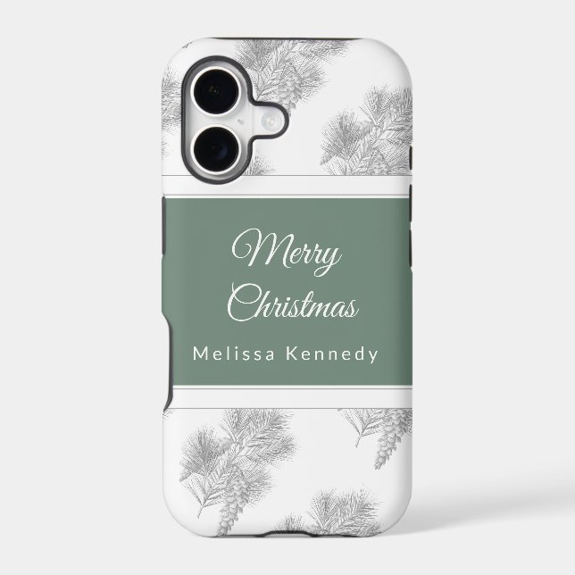 Holiday christmas rustic pinecone pattern custom iphone case (Back)
