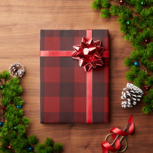 Holiday Christmas rustic winter plaid red Wrapping Paper