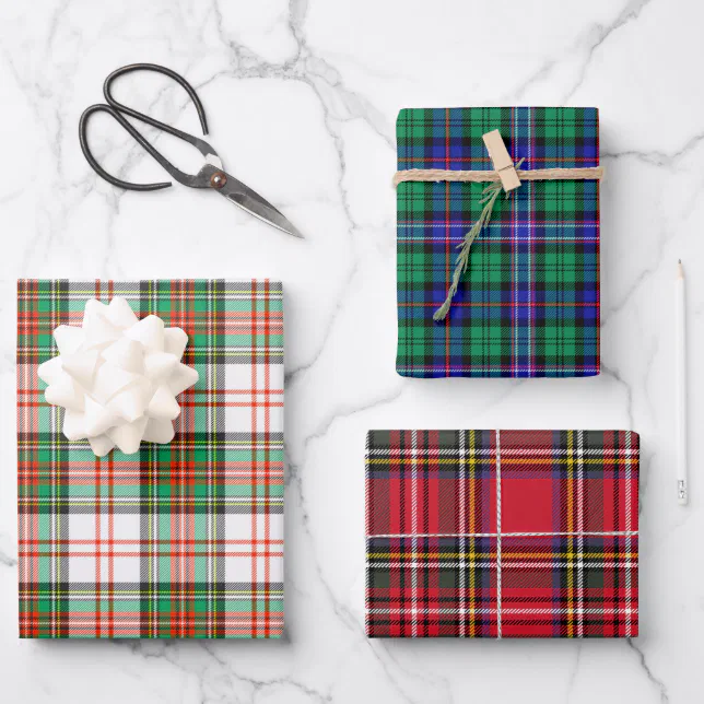 Tartan Tartan Wrapping Paper 2 Sheets 2 Labels New Year - View #3