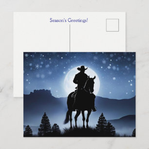 Holiday Christmas Seasons Greetings Cowboy Postcard