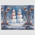 Holiday Christmas Snowman Couple Decoupage Tissue Paper<br><div class="desc">Immerse yourself in the joy of winter with our delightful decoupage tissue paper, featuring a lovable snowman couple. Each sheet captures the serene beauty of a snowy day, presenting a carefully crafted design of two snowmen holding hands in a winter wonderland. Ideal for infusing your holiday crafts and gift wrapping...</div>
